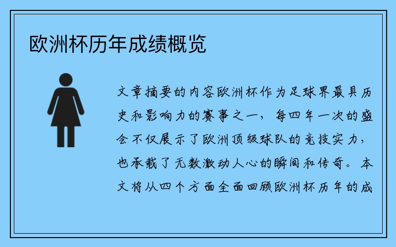 欧洲杯历年成绩概览
